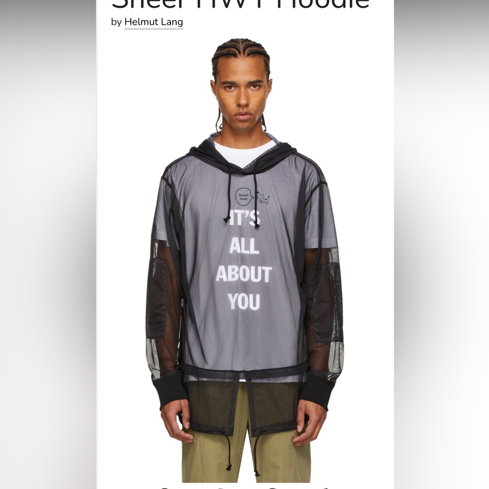 Helmut Lang
Hooded long sleeve 'HWT Sheer Hoodie' black transparent